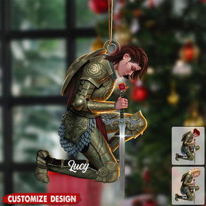 A Child of God A Woman of Faith A Warrior of Christ - Personalized Ornament