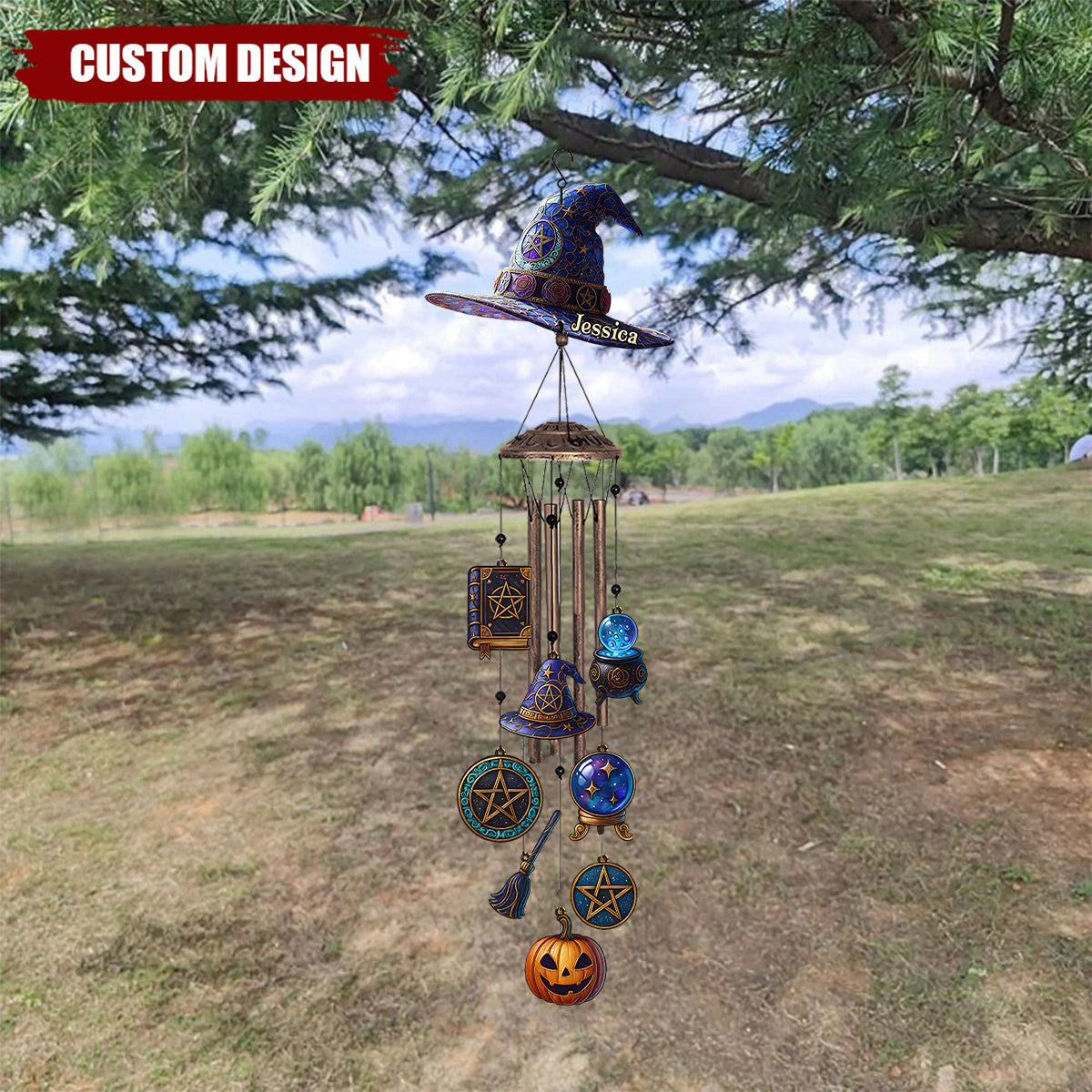 Witch Hat - Personalized Witch Wind Chime With Charms