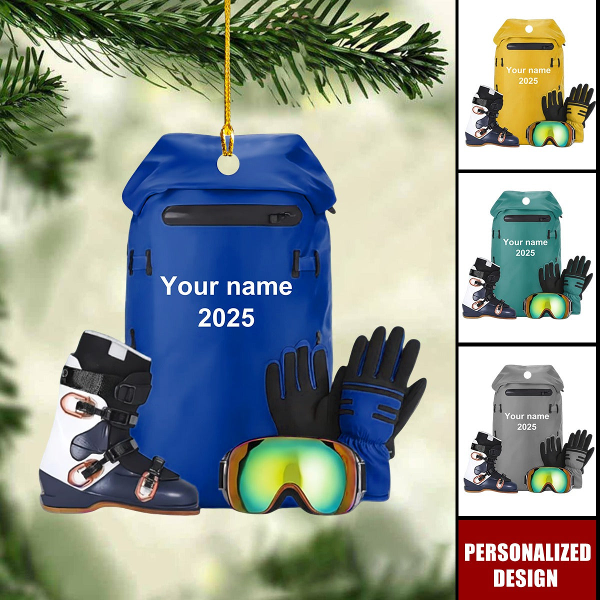 Personalized Ski Gear Ornament Gift For Skiing Lover