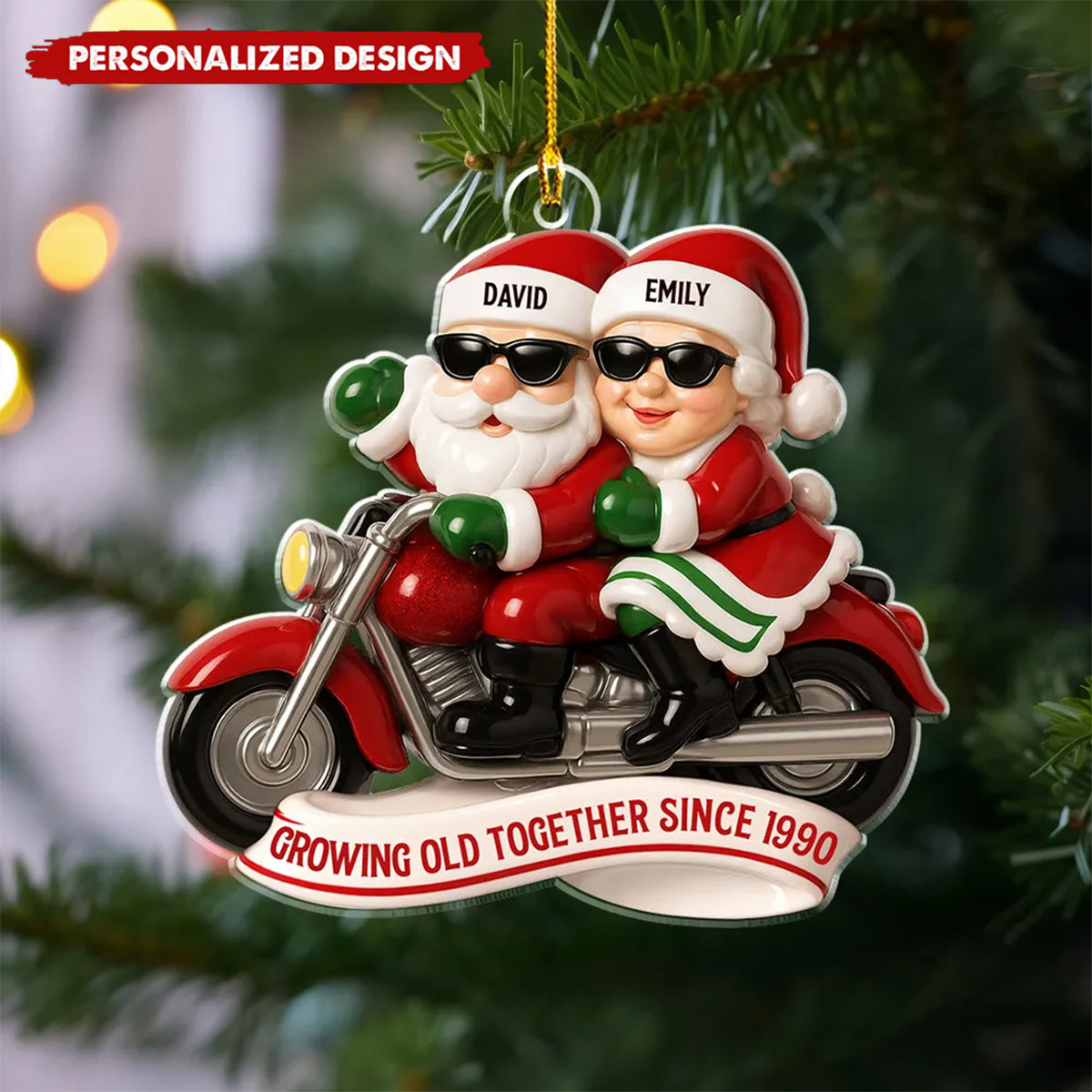 Grow Old Together Motorcycle - Personalized Custom Acrylic Ornament