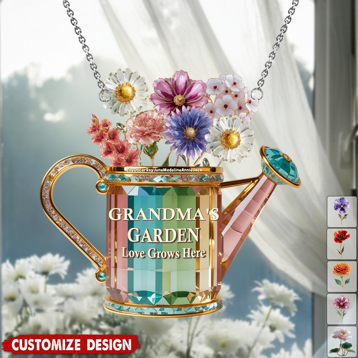Grandma Birth Month Flowers Suncatcher - Personalized Gifts For Grandma