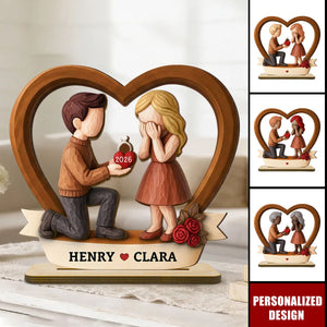 Personalized Couple Marriage Wooden Plaque-Newly Engaged Gift, "She Said Yes!"