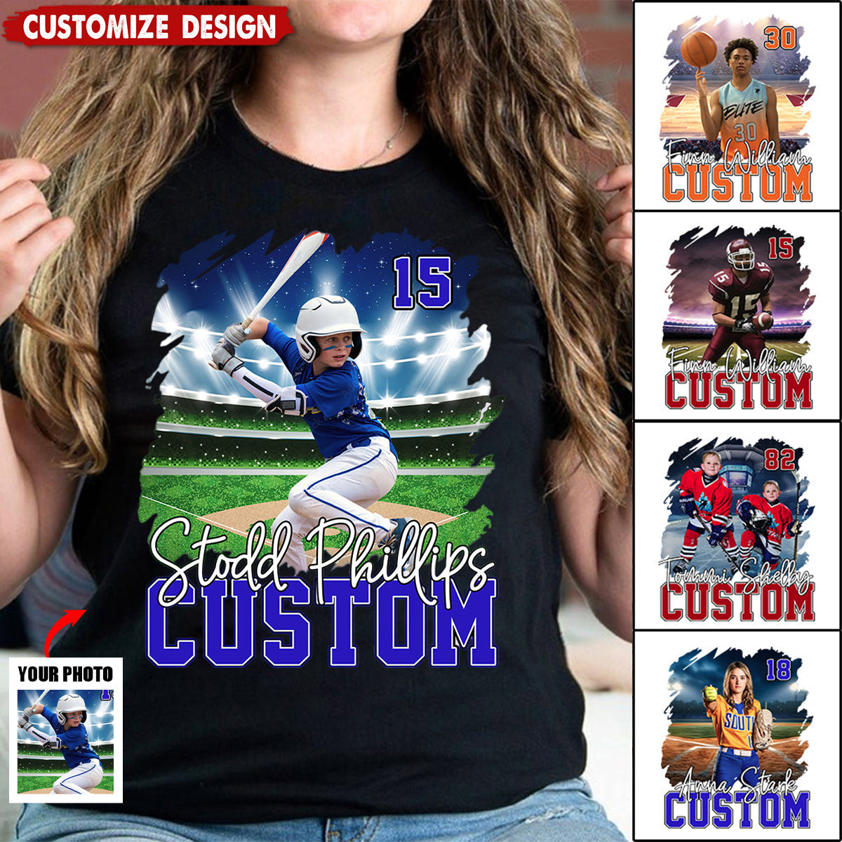 Personalized Photo Sports Shirt - Gift For Baseball,Basketball,Football,Ice Hockey,Softball Lovers