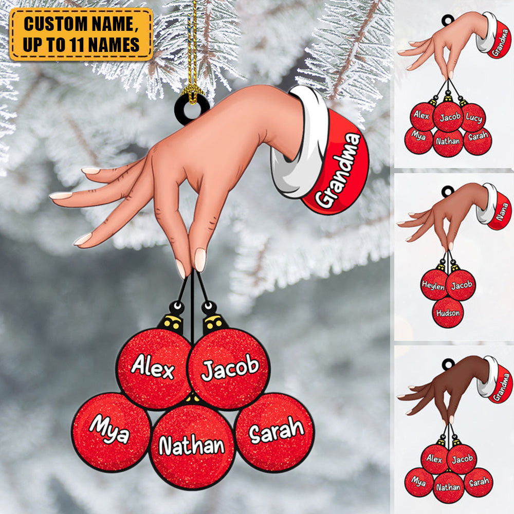 Unique Gift Grandma Mom Holding Snowball Kids Personalized Acrylic Christmas Ornament