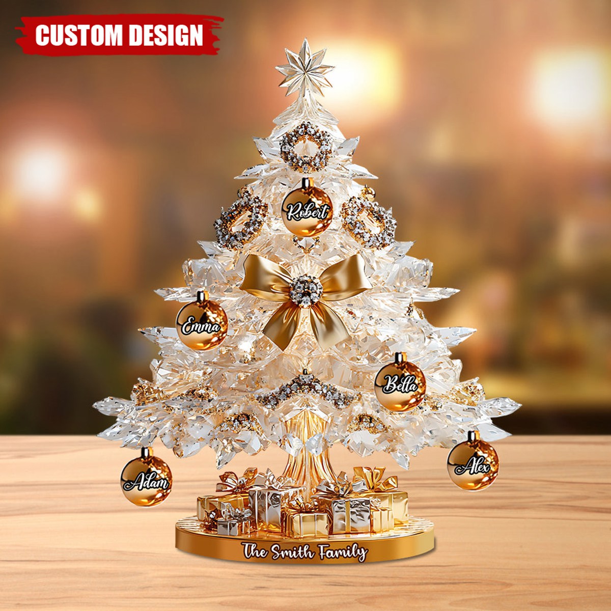 Merry Christmas - Personalized Family Custom Shaped Acrylic Plaque