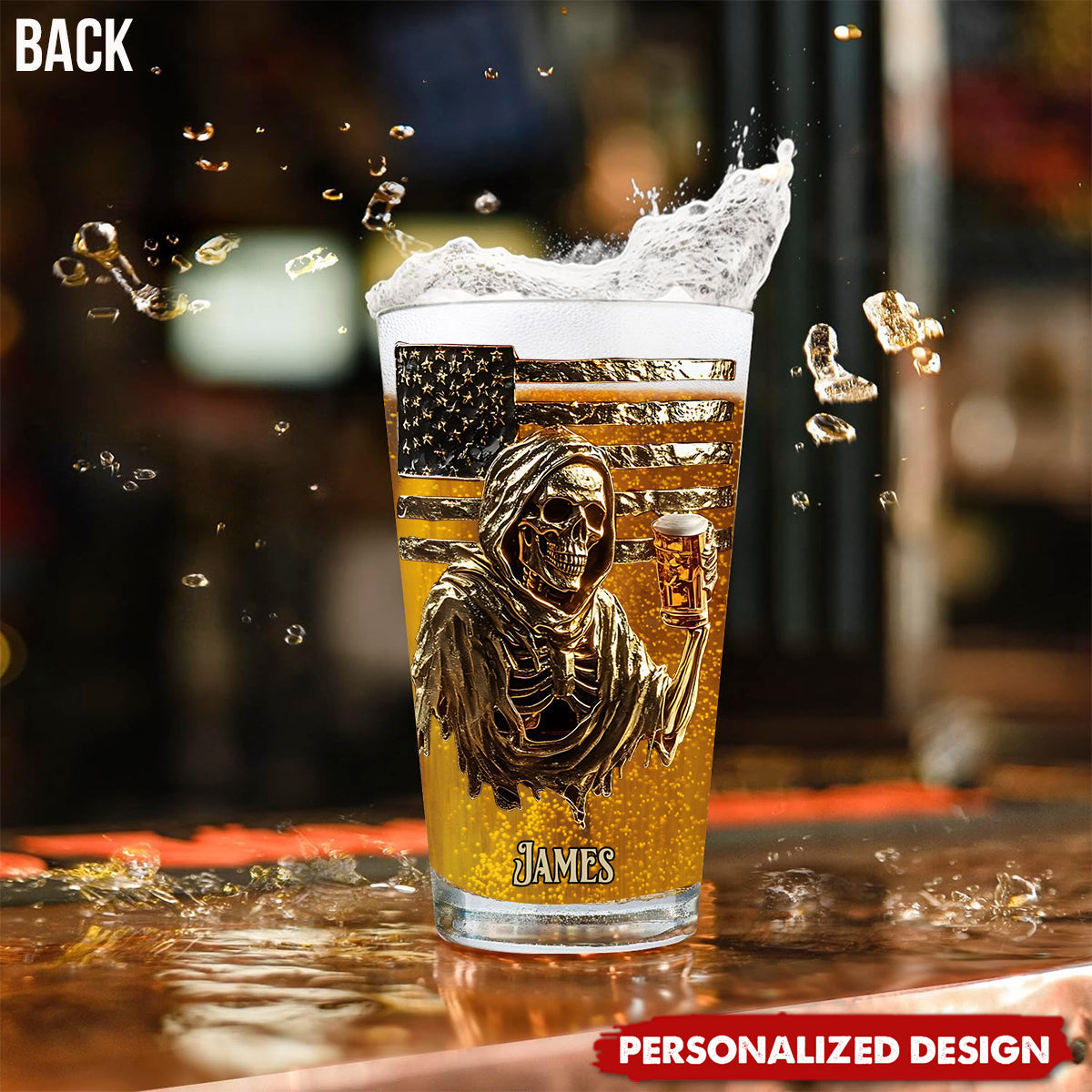 F*ck It Let's Have A Beer - Personalized Skull Beer Glass