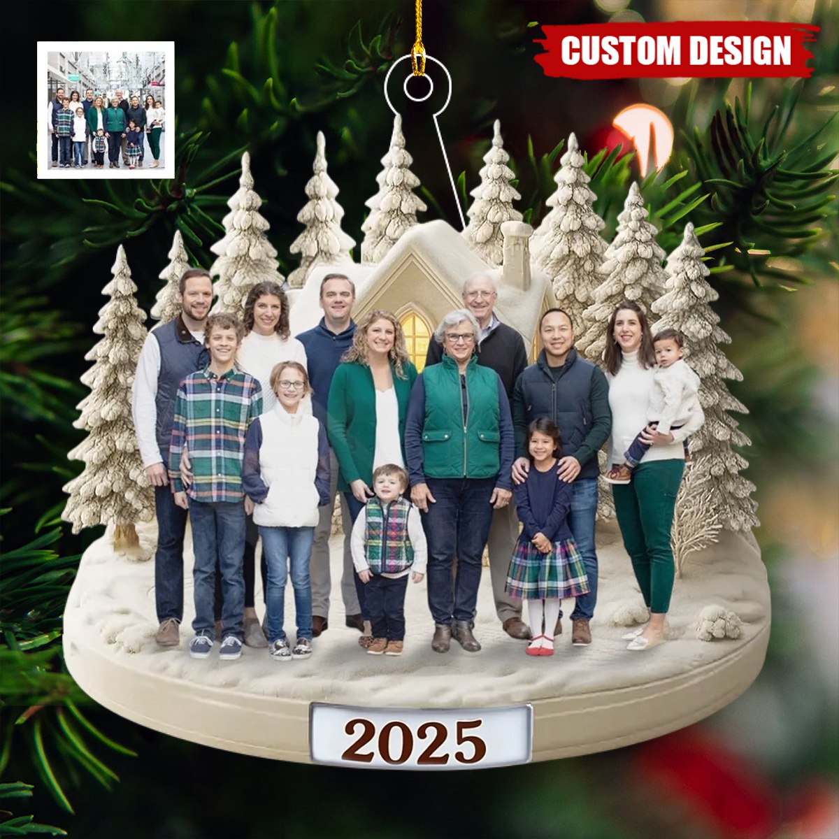 Personalized Upload Family Photo Acrylic Christmas Ornament