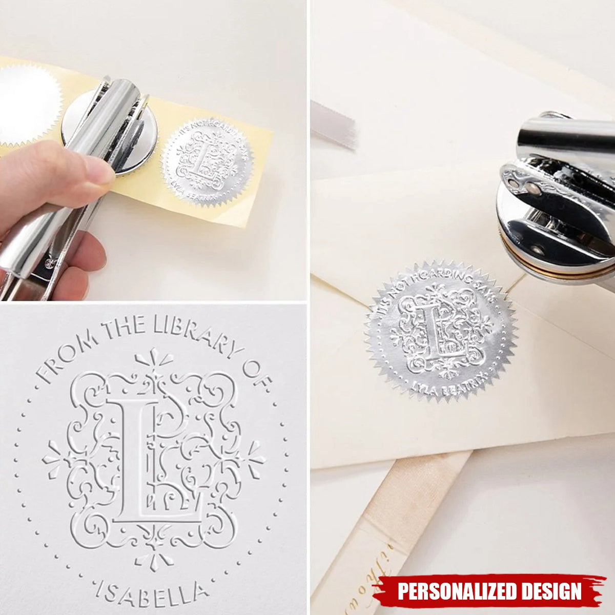 Personalized Gothic Monogram Hand Held Embosser Envelope Stamp