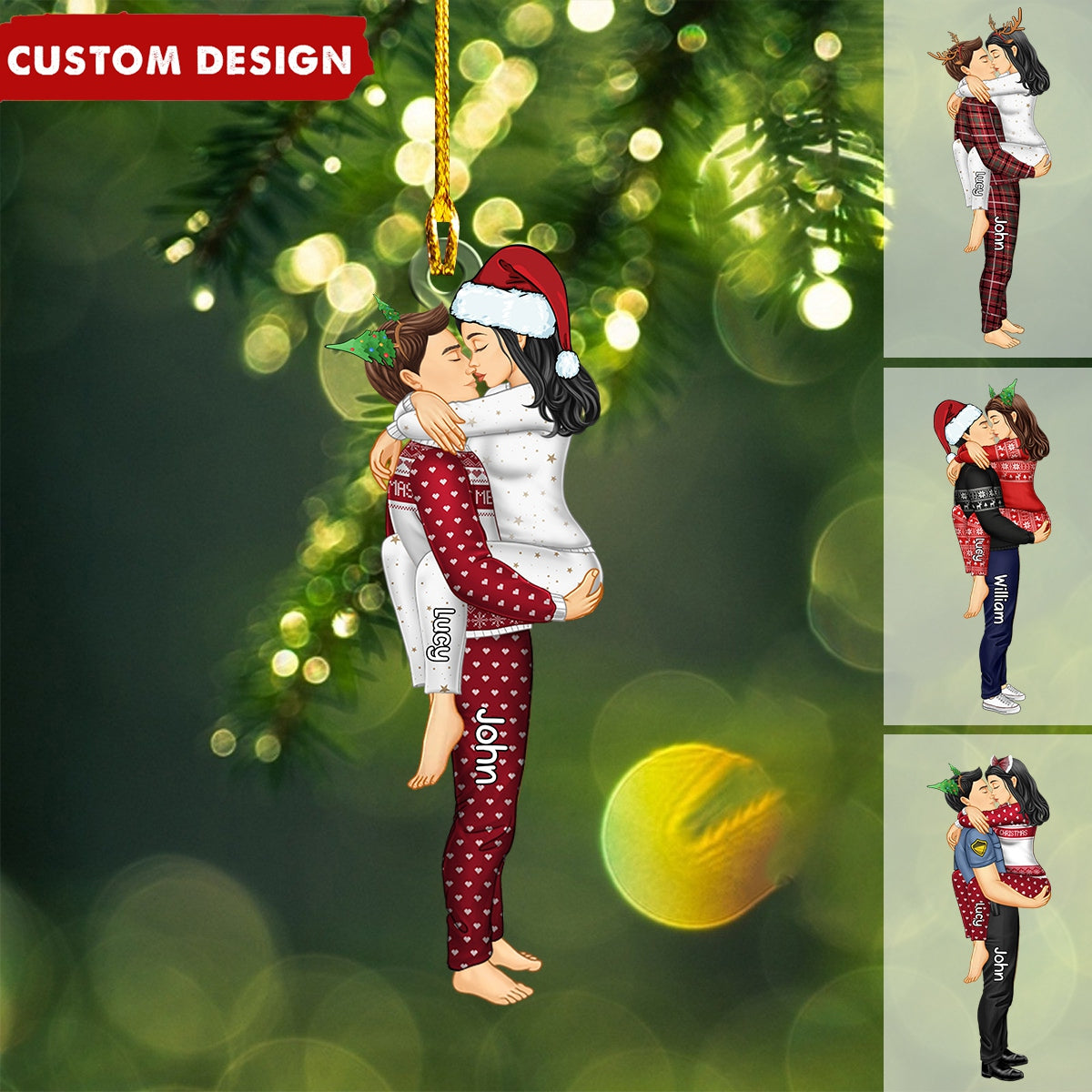 Personalized Couple Kissing Christmas Ornament - Gift For Couples-2024 New Release