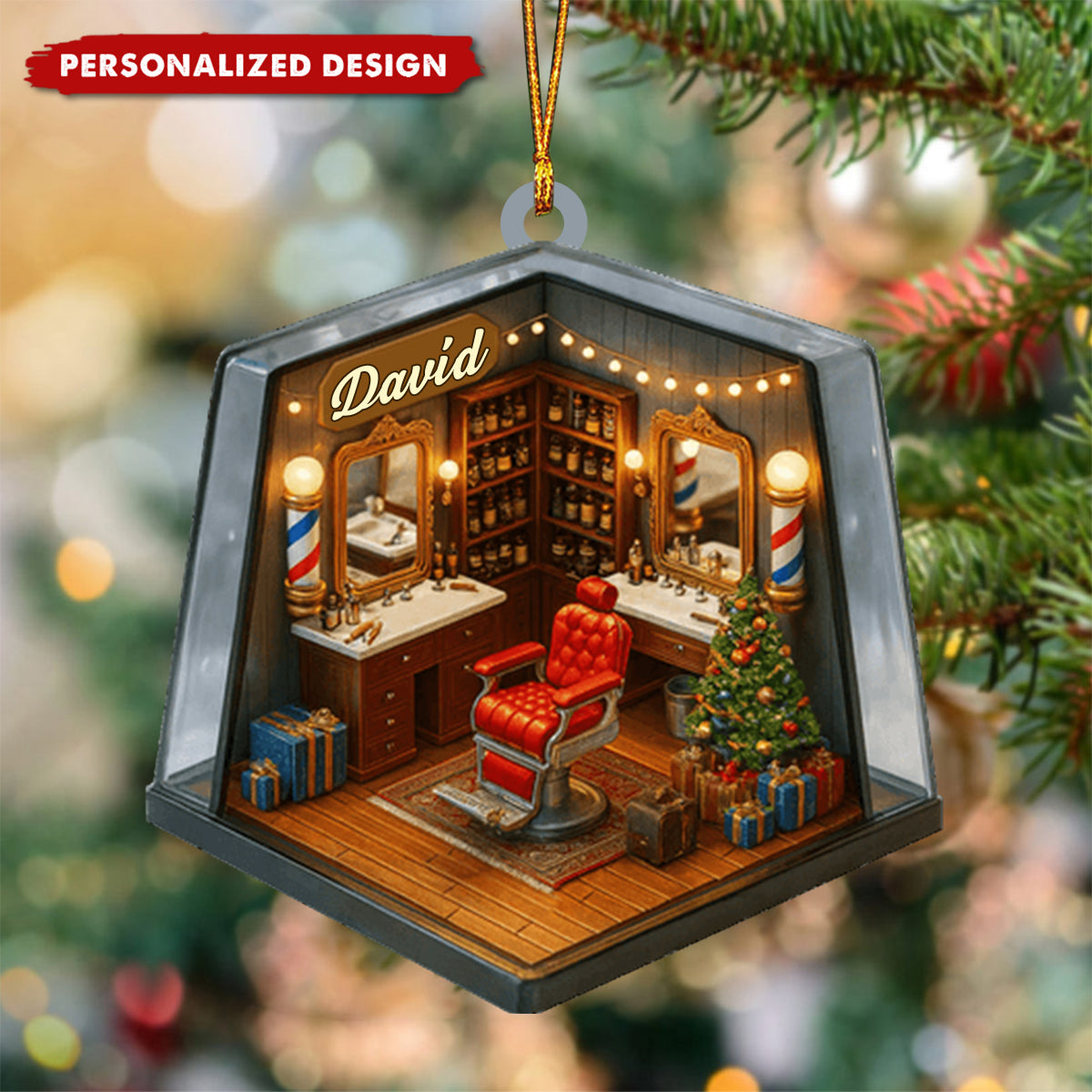 Personalized Cozy Barber Shop Christmas Ornament,Gift For Barbers And Hairstylists