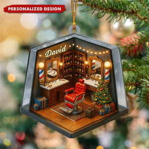 Personalized Cozy Barber Shop Christmas Ornament,Gift For Barbers And Hairstylists