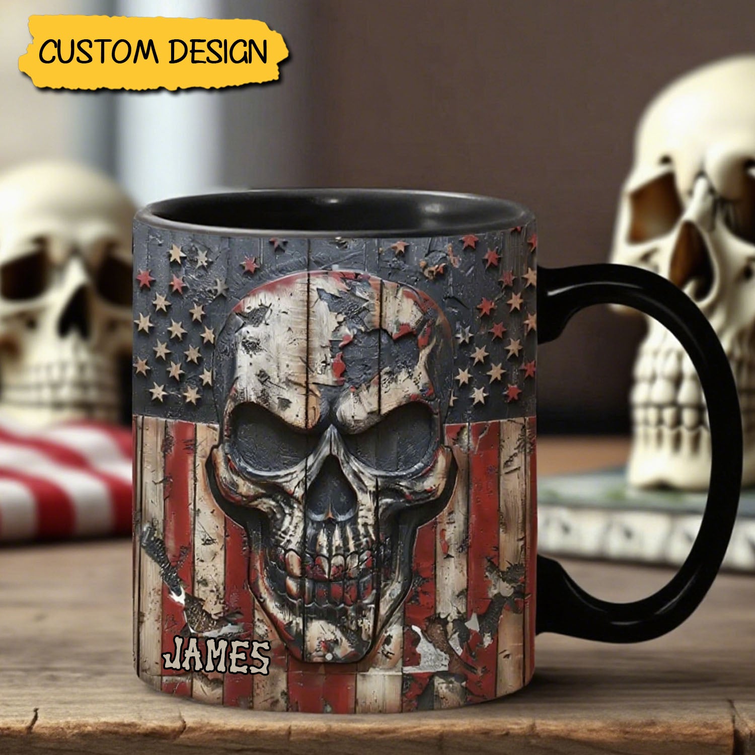 Patriotic Skull Lover - Personalized Skull Coffee Mug