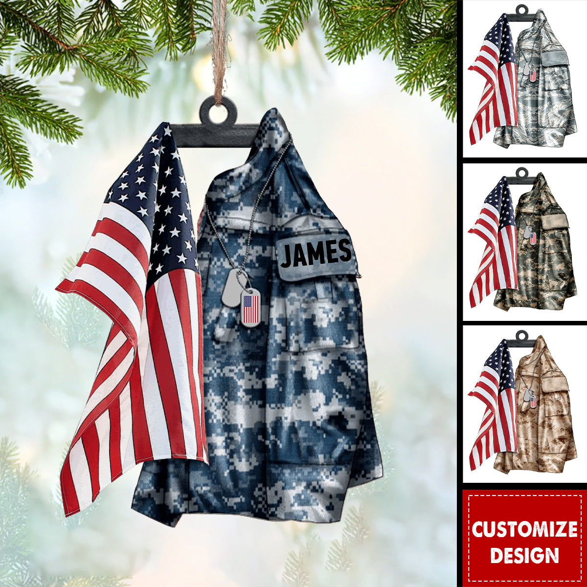 2025 New Release U.S Airforce/Navy/Army Hanging Ornament Christmas-Personalized Acrylic Ornament