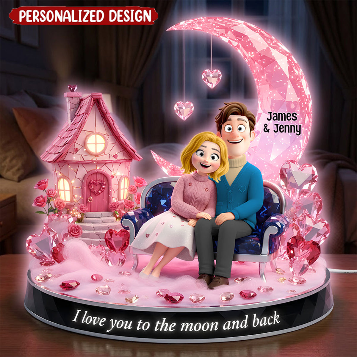 Romantic Couple Acrylic Light Box - Personalized Gifts For Couple