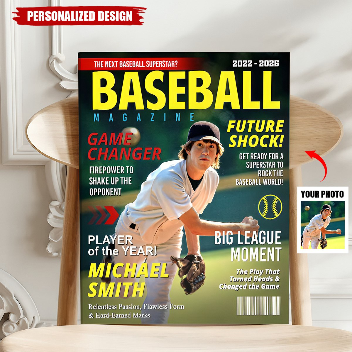 Custom Baseball Magazine Cover Poster, Graduation Gifts for Baseball Player