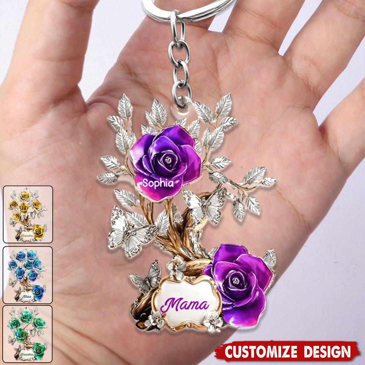 Flowers For Mom Grandma - Personalized Mother Keychain