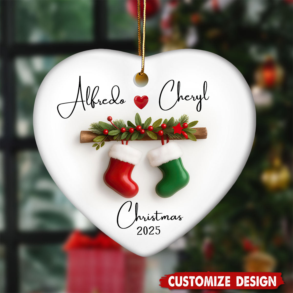 Personalized Stocking Couple Christmas Ornament - Gift For Couple