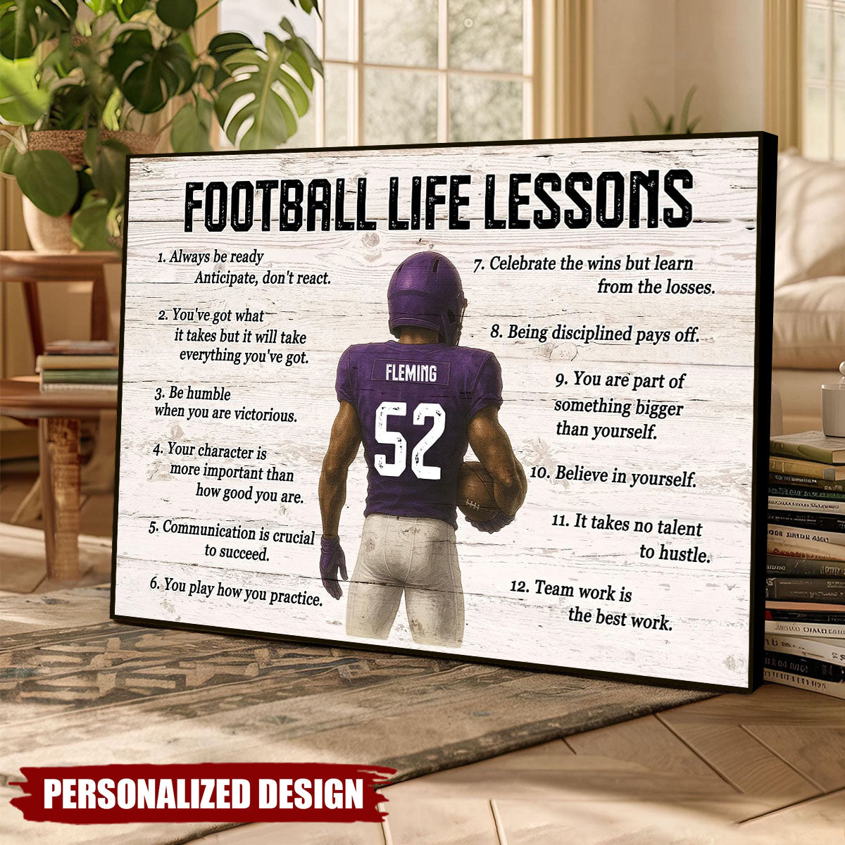 Personalized Football Life Lessons Poster-Gift For Son Teen Boy