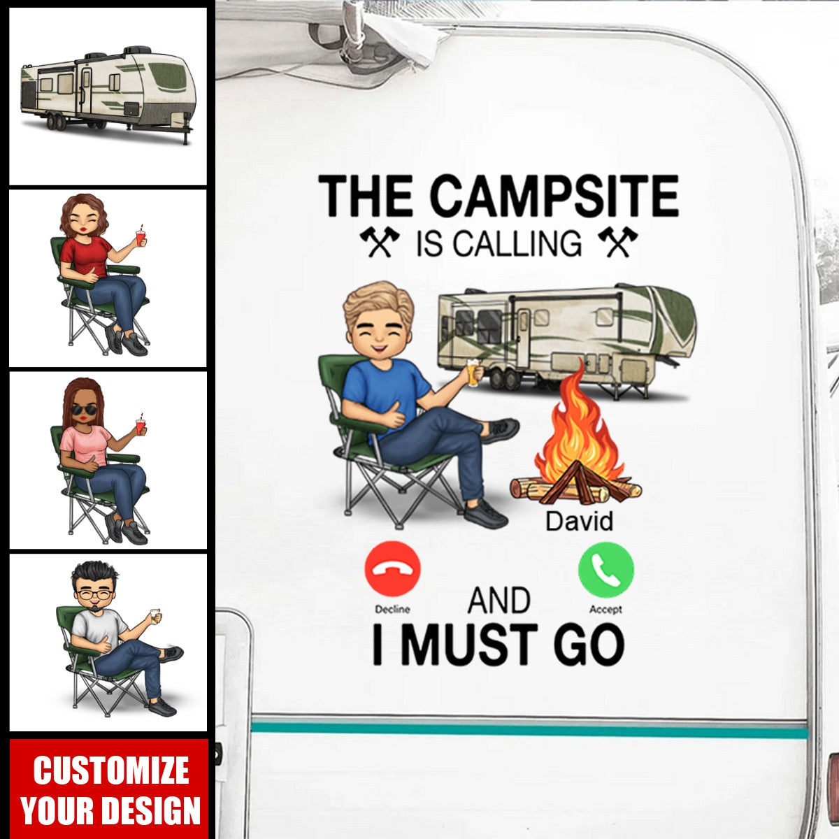 The Campsite Is Calling... And I Must Go - Personalized RV Decal-Gift For Camping Lovers
