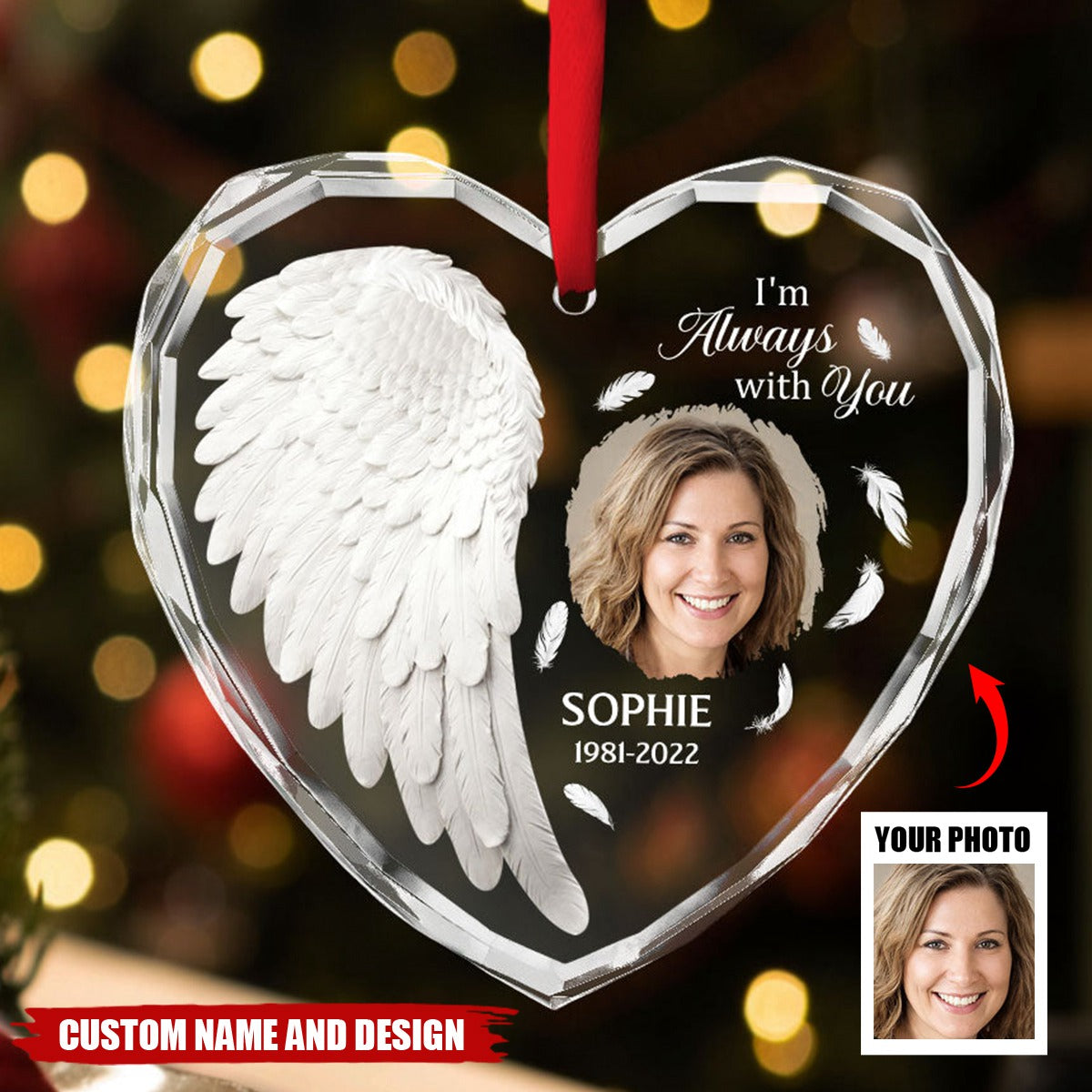 Personalized Custom Angel In Heaven Glass Ornament