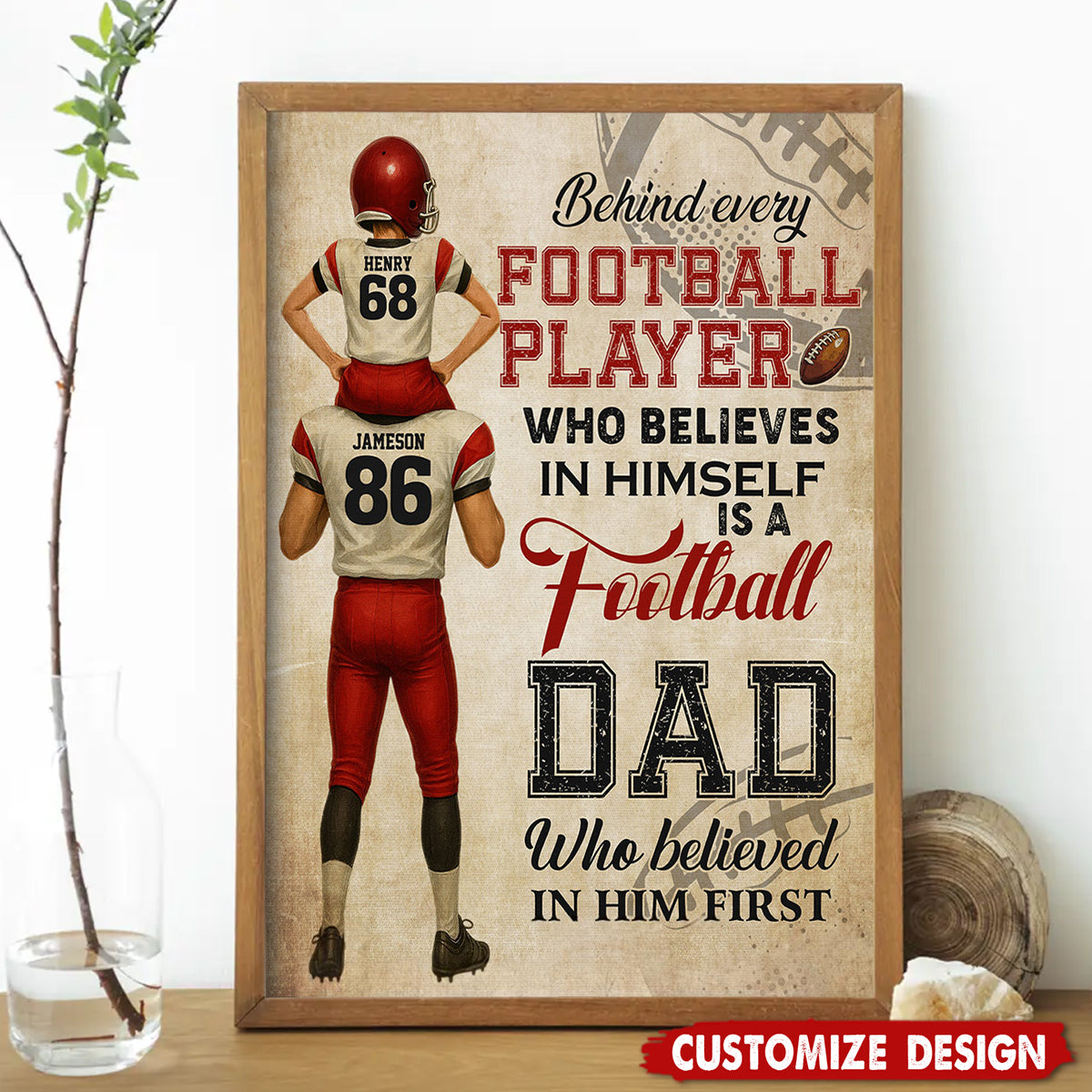 Personalized American Football Dad Son Poster - Birthday,Father's Day Gift For American Football Lovers