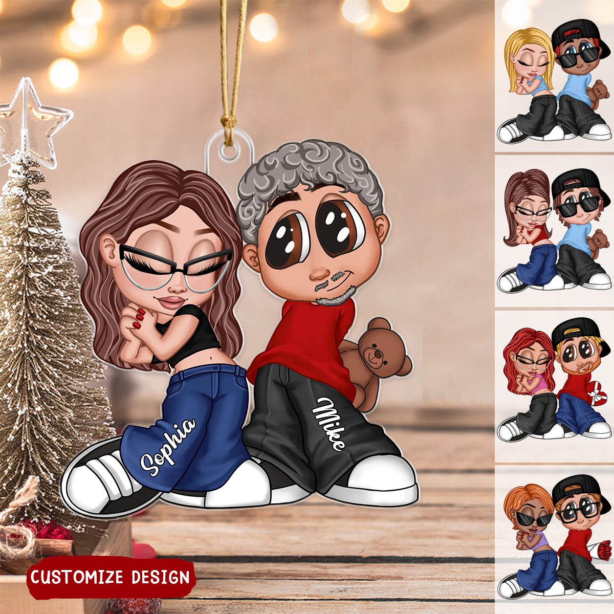 2024 New Release - Y2K Couple Personalized Acrylic Christmas Ornament, Gift For Couples