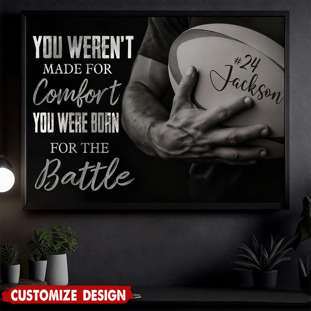 Motivational Personalized Rugby Man Canvas Painting, You Were Born For The Battle Wall Art Decor, Poster Gift For Rugby Lovers