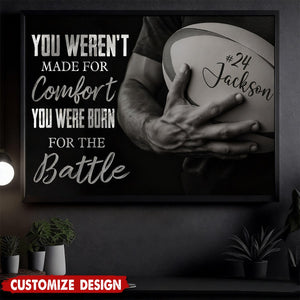 Motivational Personalized Rugby Man Canvas Painting, You Were Born For The Battle Wall Art Decor, Poster Gift For Rugby Lovers