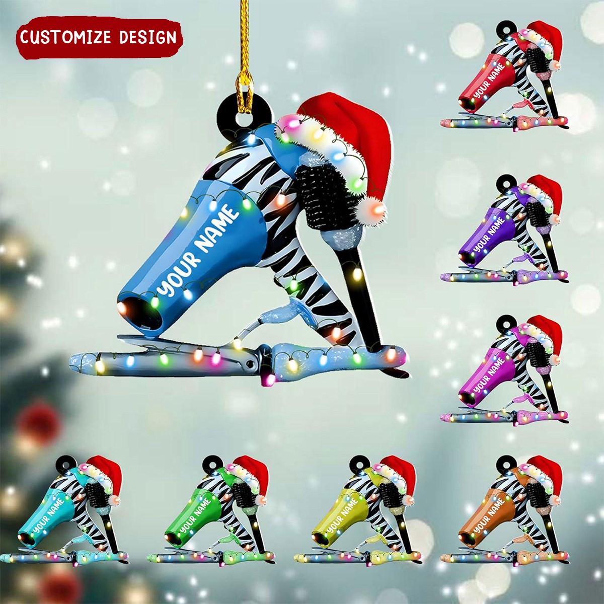 Personalized Dryer Acrylic Christmas Ornament Gift For Hairdresse