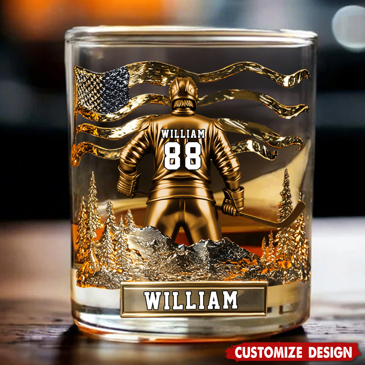 Hockey Whiskey Glass - Personalized Gifts For Hockey Lovers