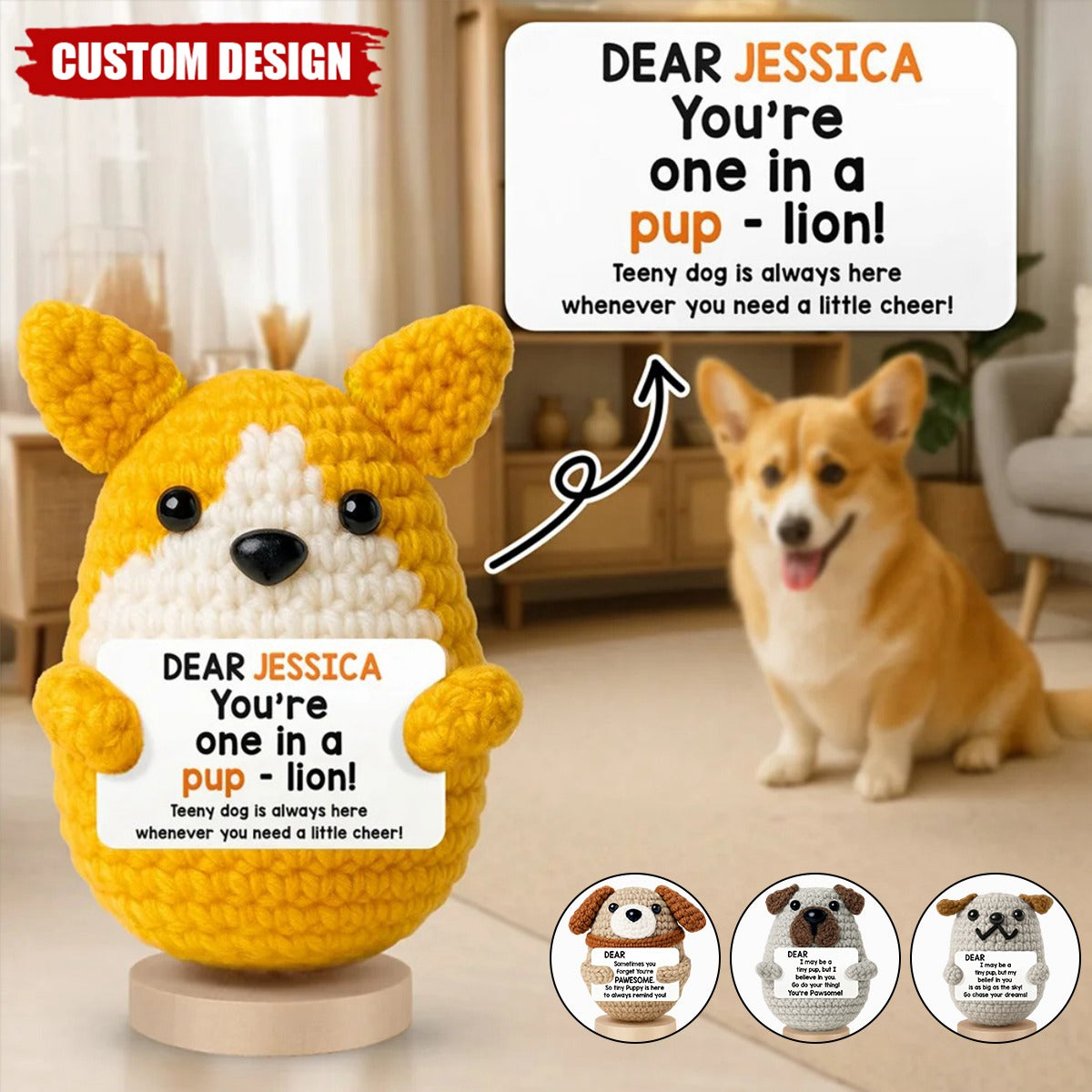 I May Be A Tiny Dog - Personalized Doll Crochet With Custom Card