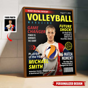Custom Volleyball Magazine Cover Poster, Gift For Volleyball Player