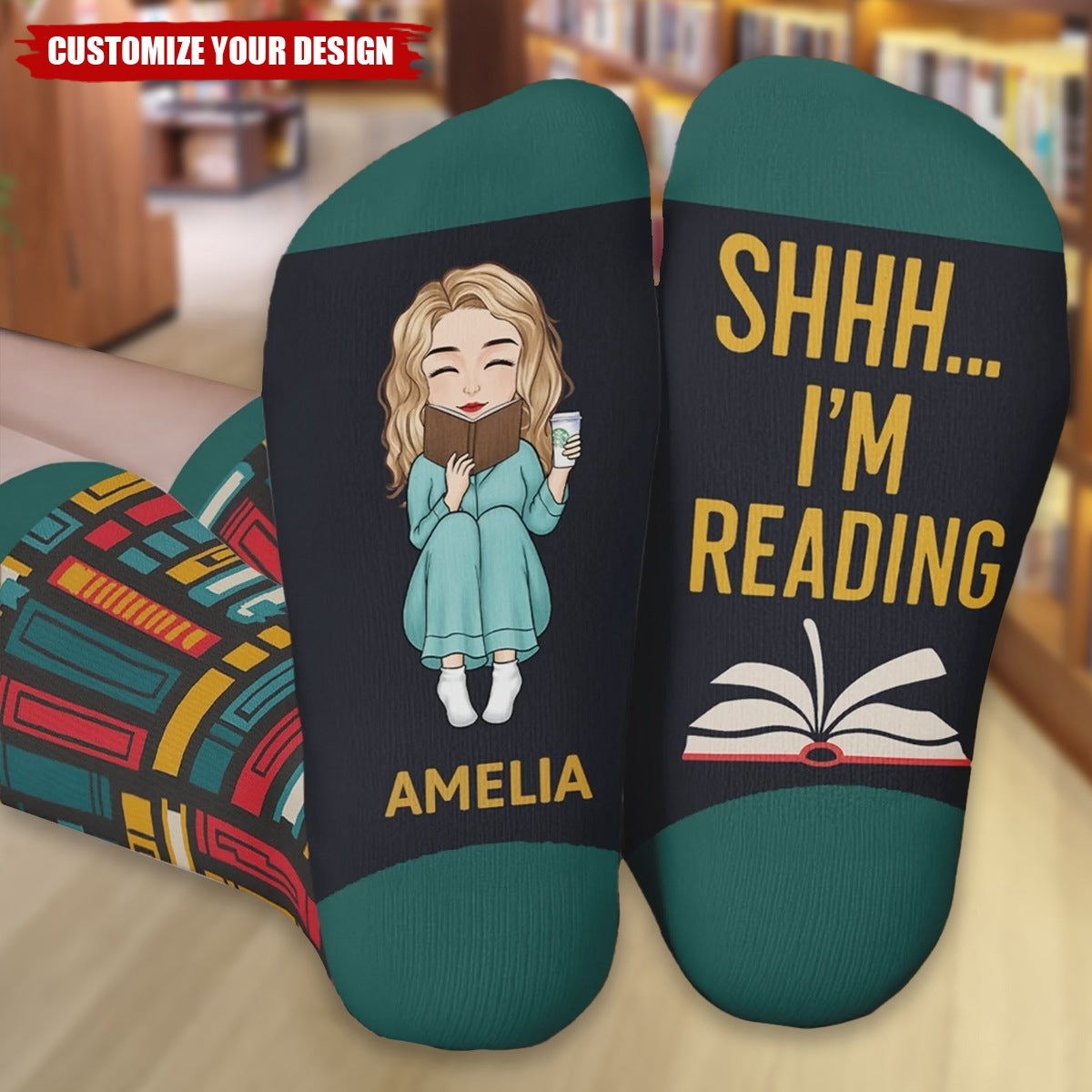 Custom Crew Socks - Personalized Bookish Gifts For Book Lovers, Bookworms, Readers - Keeping Up With My Reading Game