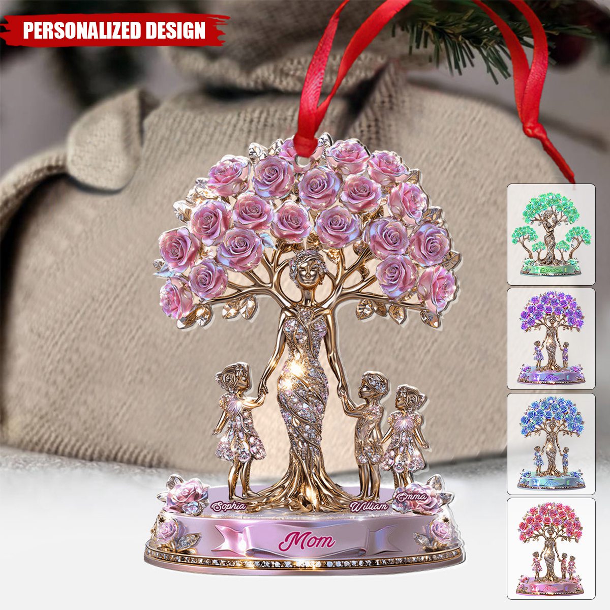 The Love Between Mother And Her Kids-Personalized Mother Transparent Ornament
