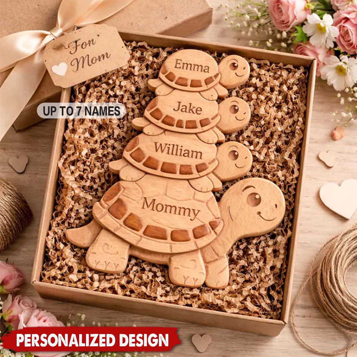 Personalized Wooden Turtle Puzzle