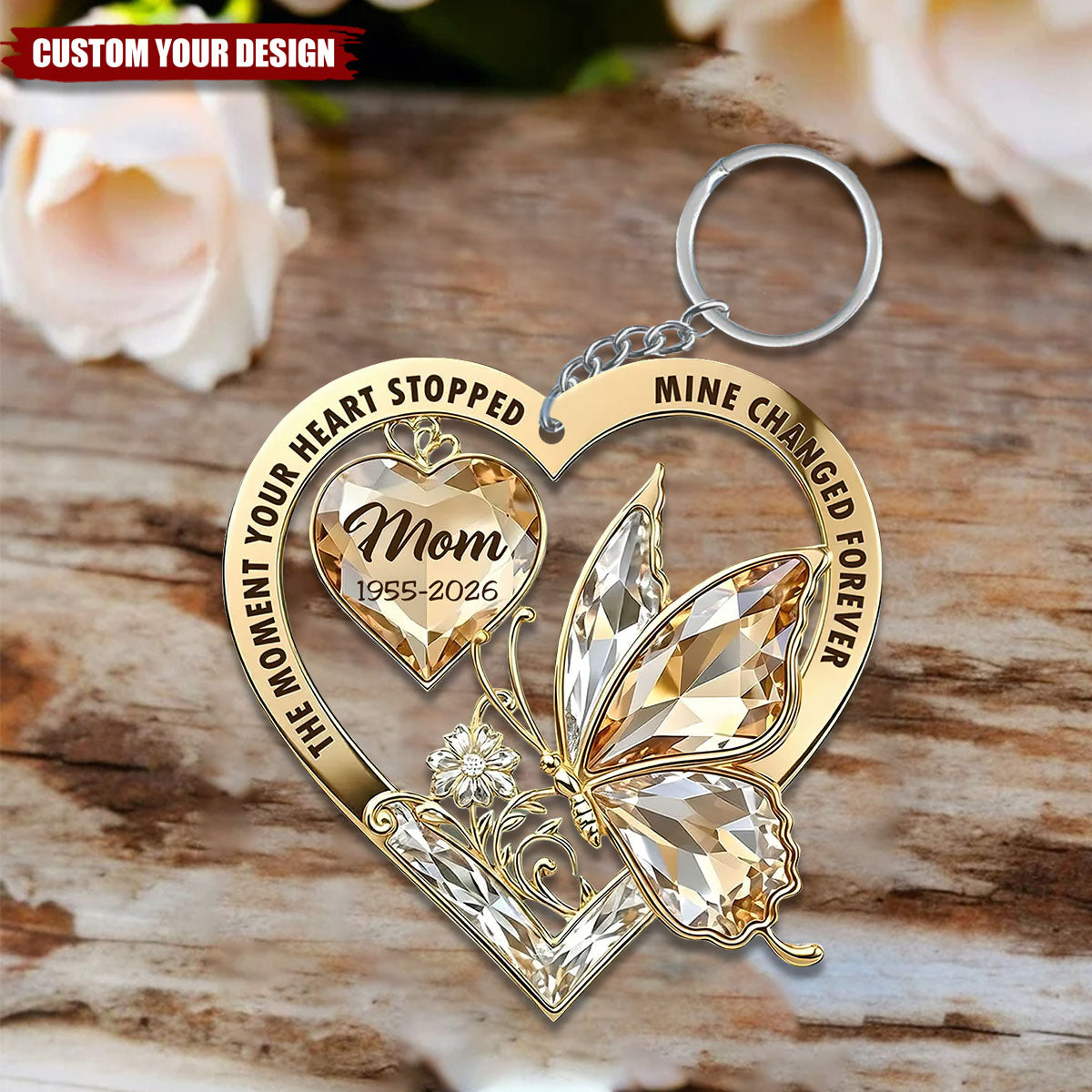 The Moment My Heart Changed Forever - Personalized Custom Keychain