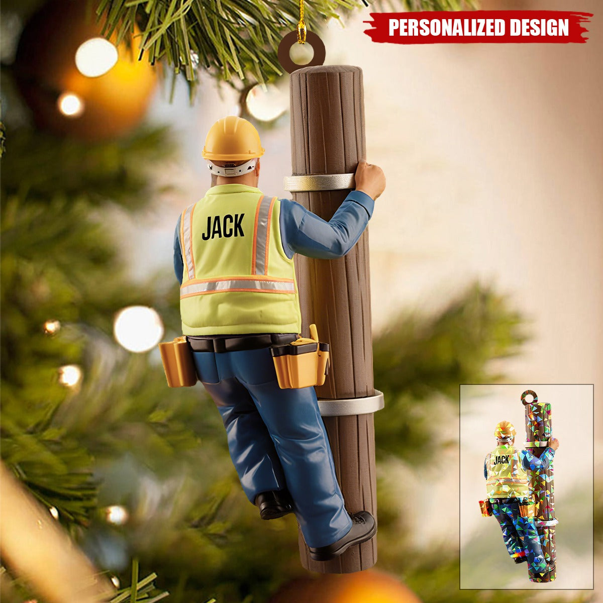 Personalized Lineman Christmas Ornament