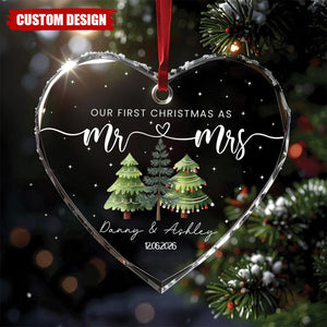 Our First Christmas As Mr & Mrs - Personalized Glass Ornament - Gift for Newlywed, Gift for Couple