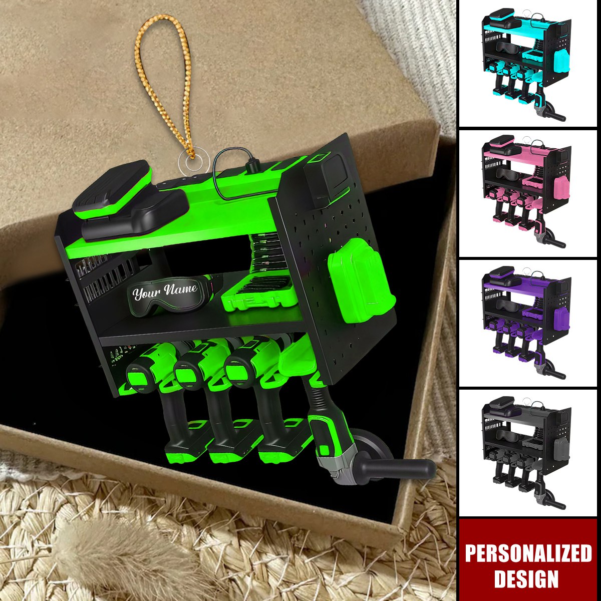 Personalized Mechanic Tool Box Ornament-Gift for Dad, Husband, Handyman