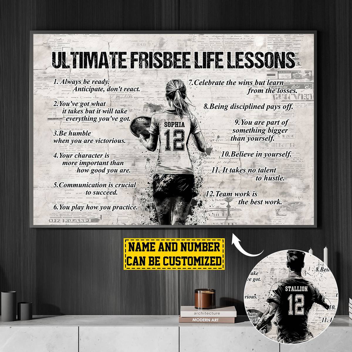 Personalized Ultimate Frisbee Life Lessons Poster- Gift For Ultimate Frisbee Lovers