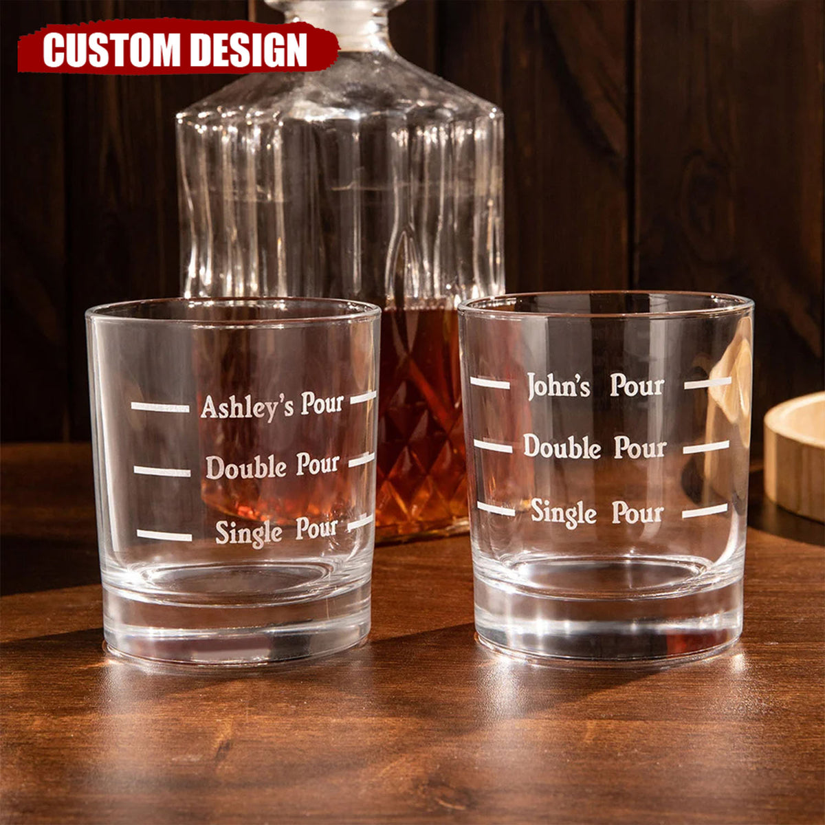 Personalized Pour Line Whiskey Glass - Father's Day Gift for Dad and Husband