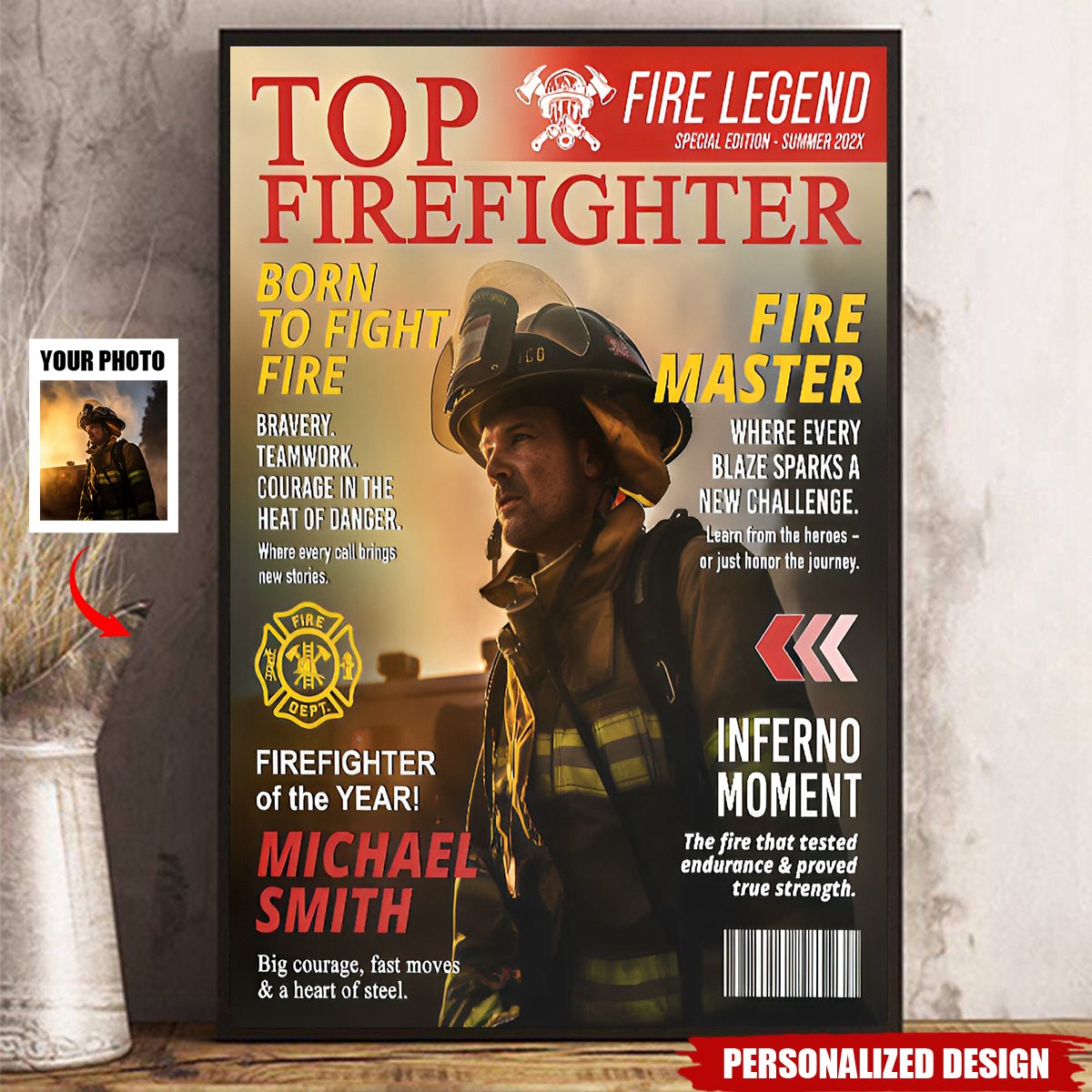Personalized Firefighter Magazine Poster-Fireman Retirement Gift