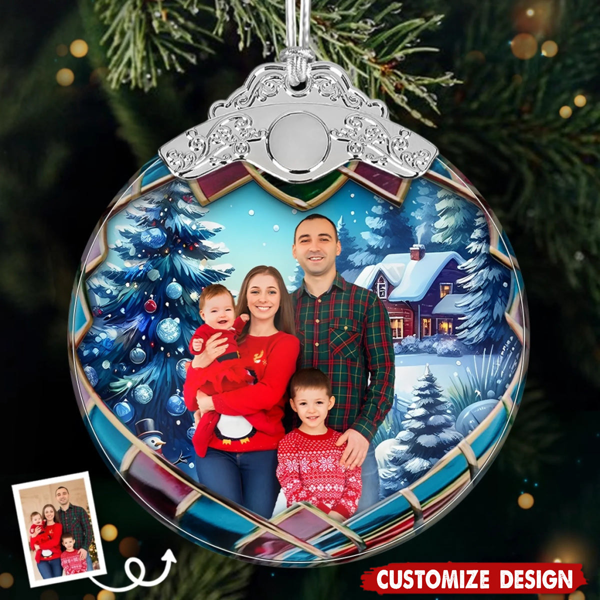 Custom Photo Glass Ornament - Personalized Christmas Birthday Gifts For Mom, Dad, Kids - Our Greatest Gift Is Each Other