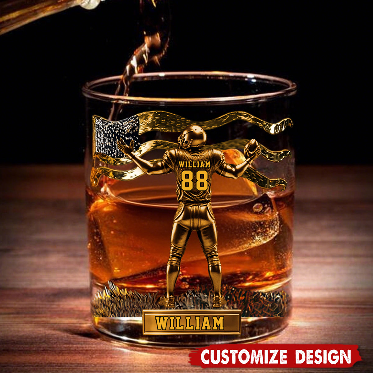 Personalized American Football Whiskey Glass - Gift For American Football Lovers