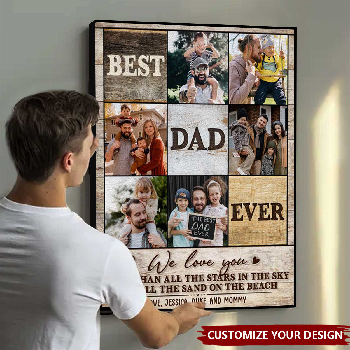 Personalized Best Dad Ever Photo Collage Canvas Poster, Gifts For Dad, Best Father’s Day Gifts 2025, Fathers Day Photo Gifts