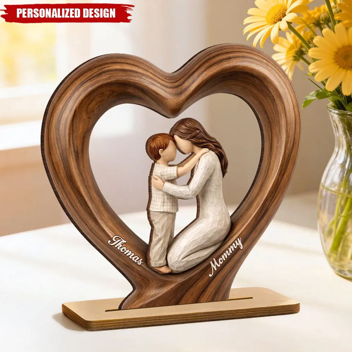 Mom and Daughter Son-Personalized Wooden Plaque-Mother's Day Gift for Mom, Wife