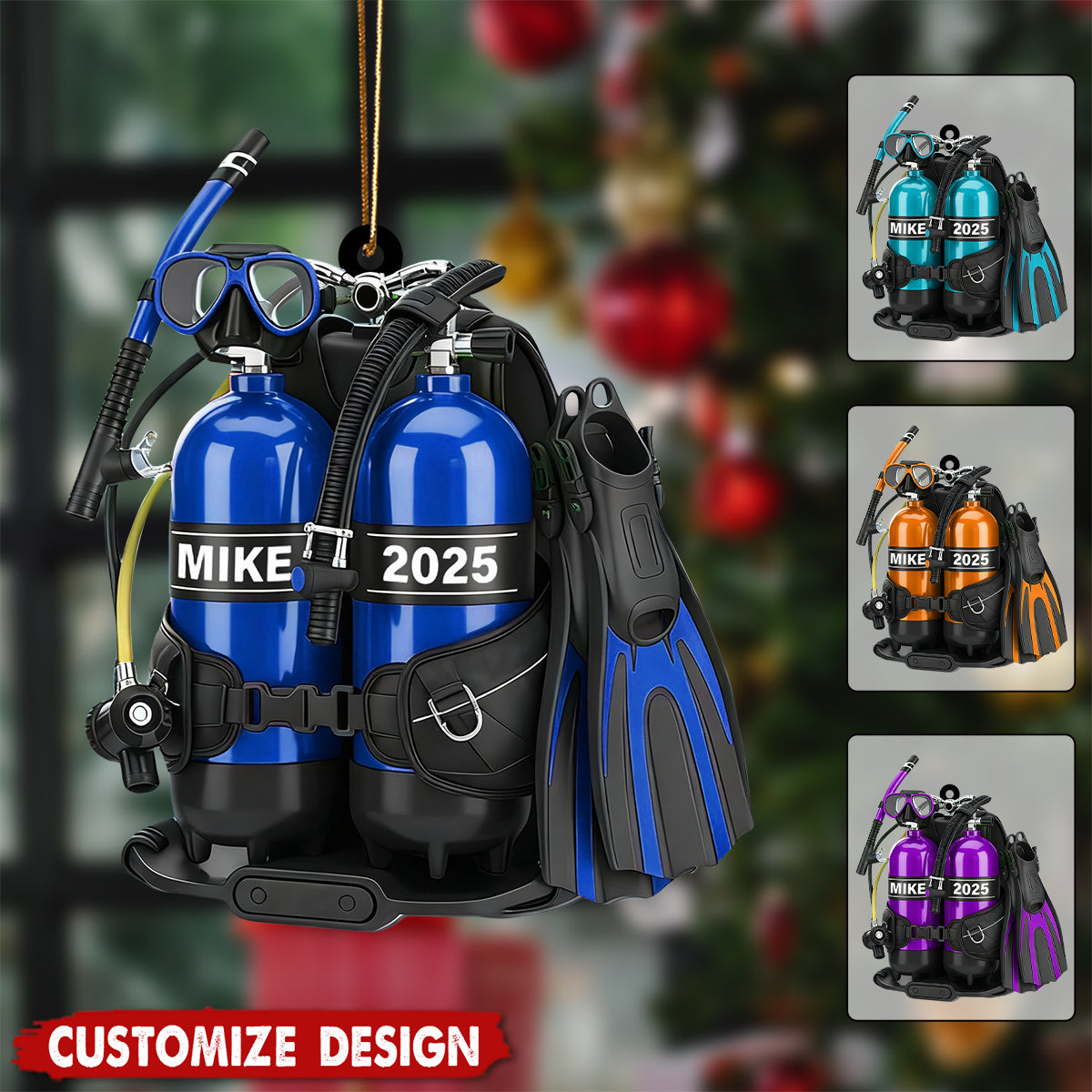 Personalized Scuba Diving Acrylic Christmas  Ornament - Gift for Scuba Lovers