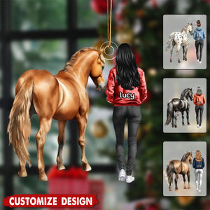 Personalized Woman And Horse Ornament - Gift For Horse Lovers