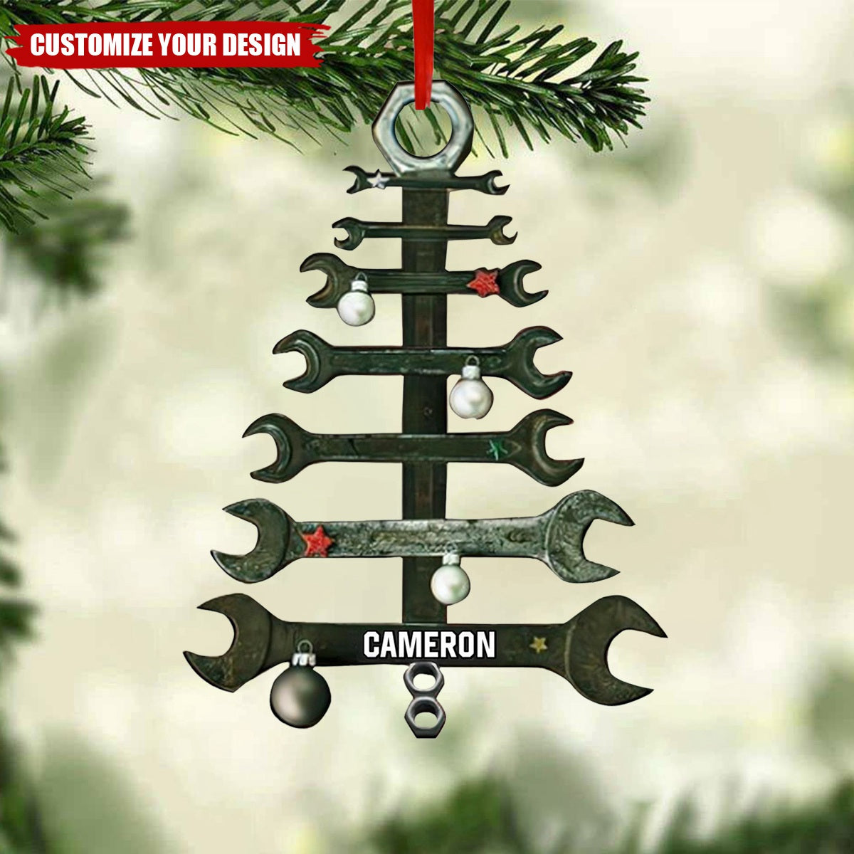 Personalized Wrench Tree Shape Christmas Ornament - 2024 New Release