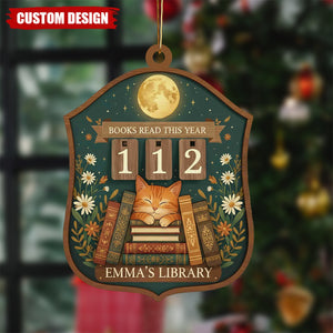 Personalized Cat Reading Christmas Ornament, Gift for Book Lovers and Readers